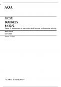 AQA GCSE BUSINESS Paper 2 JUNE 2023 MARK SCHEME: Influences of marketing and finance on business activity