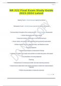 NR 222 Final Exam Study Guide 2023-2024 Latest.