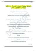 NR 222 Final Exam Study Guide 2023-2024 Latest.