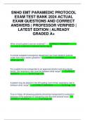 SNHD EMT PARAMEDIC PROTOCOL EXAM TEST BANK 2024 ACTUAL EXAM QUESTIONS AND CORRECT ANSWERS | PROFESSOR VERIFIED | LATEST EDITION | ALREADY GRADED A+