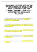 WISCONSIN PESTICIDE APPLICATOR PRACTICE TEST AND STUDY GUIDE REAL EXAM QUESTIONS AND CORRECT ANSWERS | GRADED A+ | LATEST EDITION (2024) | JUST RELEASED!