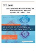 Test Bank For Tietz Fundamentals of Clinical Chemistry and Molecular Diagnostics, 8th Edition by Nader Rifai, All 49 Chapters Covered and Verified, ISBN: 9780323530446