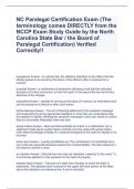 NC Paralegal Certification Exam (The terminology comes DIRECTLY from the NCCP Exam Study Guide by the North Carolina State Bar / the Board of Paralegal Certification) Verified Correctly!!