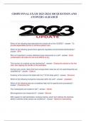 CBSPD FINAL EXAM 2023-2024| 100 QUESTION AND ANSWERS AGRADED Which of the following best describes the overall role of the CS/SPD? - answer -To provide dependable service to enhance patient care. Which of the following government agencies regulates enviro