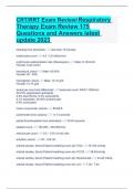 CRT/RRT Exam Review/ Respiratory Therapy Exam Review 175 Questions and Answers latest update 2023 