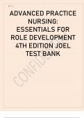 ADVANCED PRACTICE NURSING ESSENTIALS FOR ROLE DEVELOPMENT 4TH EDITION JOEL TEST BANK.