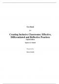 Test Bank for Creating Inclusive Classrooms Effective, Differentiated and Reflective Practices 8th Edition By Spencer Salend  (All Chapters, 100% Original Verified, A+ Grade)