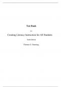 Creating Literacy Instruction for All Students 10th Edition By Thomas Gunning (Test Bank All Chapters, 100% Original Verified, A+ Grade)