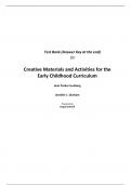 Creative Materials and Activities for the Early Childhood Curriculum 1st Edition By Joan Packer Isenberg, Jennifer Durham  (Test Bank All Chapters, 100% Original Verified, A+ Grade)