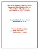 Solutions for Microsoft Exam AZ-800, Guide to Administering Windows Server Hybrid Core Infrastructure, 1st Edition Tomsho (All Chapters included)