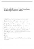 EPA Lead Risk Assessor Exam Study Guide 2022324 with complete solution