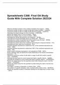 Spreadsheets C268: Final OA Study Guide With Complete Solution 202324