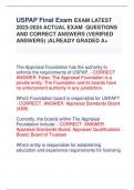 USPAP Final Exam EXAM LATEST  2023-2024 ACTUAL EXAM QUESTIONS  AND CORRECT ANSWERS (VERIFIED  ANSWERS) |ALREADY GRADED A+