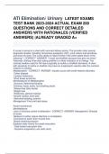 ATI Elimination/ Urinary LATEST EXAMS  TEST BANK 2023-2024 ACTUAL EXAM 200  QUESTIONS AND CORRECT DETAILED  ANSWERS WITH RATIONALES (VERIFIED  ANSWERS) |ALREADY GRADED A+