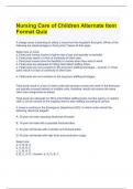 Nursing Care of Children Alternate Item Format Quiz 100% solved