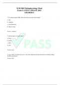 NUR 2063 Pathophysiology Final Exam LATEST UPDATE 2023 GRADED/A 1. If a patient reports SOB, which term below describes this feeling? a. sign b. symptom c. contraindication d. objective data Answer: symptom 2. thyroid gland is located where? a. head b. th