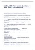 ALD LASER Test – Latest Questions With 100% Correct Answers.