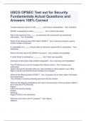 USCG OPSEC Test out for Security Fundamentals Actual Questions and Answers 100% Correct