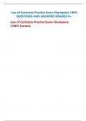 Law of Contracts Practice Exam Champions 100% QUESTIONS AND ANSWERS GRADED A+ Law of Contracts Practice Exam Champions (100% Correct)