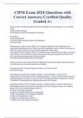 CIPM Exam 2024| Questions with  Correct Answers| Certified Quality  Graded A+ 