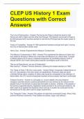 CLEP US History 1 Exam Questions with Correct Answers