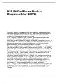 NUR 176 Final Review Hondros Complete solution 202324