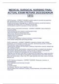 MEDICAL SURGICAL NURSING FINAL  ACTUAL EXAM RETAKE 2023/2024(NUR  1211)