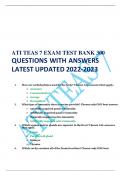 ATI TEAS 7 EXAM TEST BANK 300 QUESTIONS WITH ANSWERS LATEST UPDATED 2022-2023