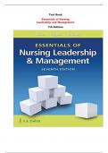 Test Bank For Essentials of Nursing Leadership and Management 7th Edition By Sally A. Weiss, Ruth M. Tappen, Karen Grimley |All Chapters,  Year-2023/2024|