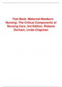 TEST BANK FOR  MATERNAL-NEWBORN NURSING: THE  CRITICAL COMPONENTS OF NURSING CARE, 3RD EDITION, ROBERTA  DURHAM, LINDA CHAPMAN