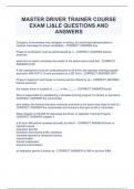 MASTER DRIVER TRAINER COURSE  EXAM LI&LE QUESTIONS AND  ANSWERS