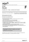 AQA GCSE POLISH Foundation Tier Paper 1 Listening Test Transcript 2023