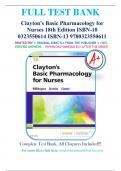 Test Bank - Clayton's Basic Pharmacology for Nurses 18th Edition by Michelle J. Willihnganz, Samuel L. Gurevitz & Bruce D. Clayton