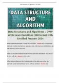 Data Structures and Algorithms I, C949 WGU Exam Questions (208 terms) with Certified Answers 2024