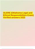 OLERE (Oklahoma Legal and Ethical Responsibilities Exam) Verified answers 2023.