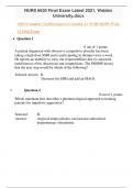 100%Complete (Verified answers) Graded A+ NURS-6630N Week 11 Final Exam  Question 1   0 out of 1 points A patient diagnosed with obsessive compulsive disorder has been taking a high-dose SSRI and is participating in therapy twice a week. He reports an in