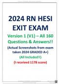 RN HESI EXIT EXAM Version 1 (V1)- 2024 (Actual Screenshots) GRADED A+.