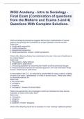 WGU Academy - Intro to Sociology - Final Exam (Combination of questions from the Midterm and Exams 3 and 4) Questions With Complete Solutions.