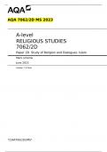 AQA A-level RELIGIOUS STUDIES 7062/2D MS 2023