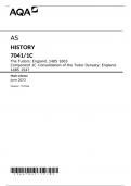 AQA AS HISTORY 7041/1C The Tudors: England, 1485 1603 Component 1C Consolidation of the Tudor Dynasty: England, 1485 1547 Mark scheme June 2023