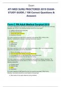 ATI MED SURG PROCTORED 2019 EXAMSTUDY GUIDE / 100 Correct Questions & 