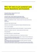 PFC 101 Intro to pt centered care Exam Questions and Answers