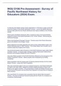 WGU D106 Pre Assessment - Survey of Pacific Northwest History for Educators (2024) Exam.