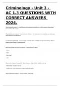 Criminology - Unit 3 - AC 1.3 QUESTIONS WITH CORRECT ANSWERS 2024.