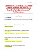 Complete; CLC Test Module 1-2 (Certified Lactation Counselor Test Module 1-2) Questions With Correct Answers/ Verified Answers