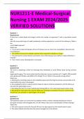 BEST REVIEW NUR1211-E Medical-Surgical Nursing 1 EXAM 2024/2025  VERIFIED SOLUTIONS