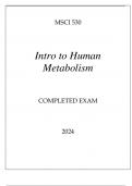 MSCI 530 INTRO TO HUMAN METABOLISM COMPLETED EXAM 2024