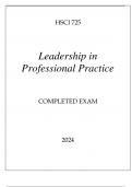 HSCI 725 LEADERSHIP ON PROFESSIONAL PRACTICE COMPLETED EXAM 2024.,