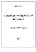 NURS 815 QUANTITATIVE METHODS OF RESEARCH COMPLETED EXAM 2024