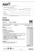 AQA GCSE SPANISH Higher TierPaper 3 Reading QP 2023 